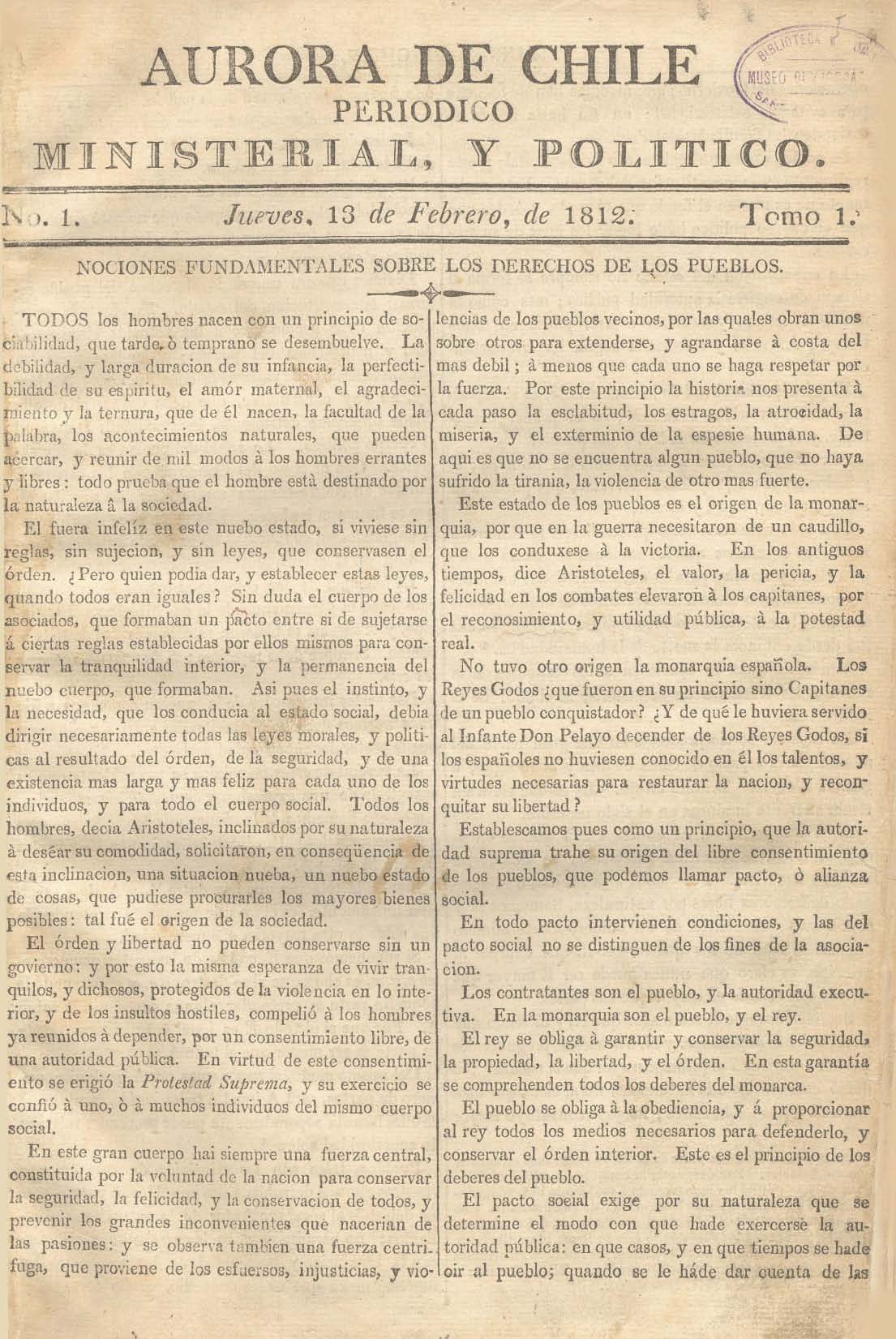 											Ver Núm. 18 (1812): Tomo I. Jueves 11 de Junio
										